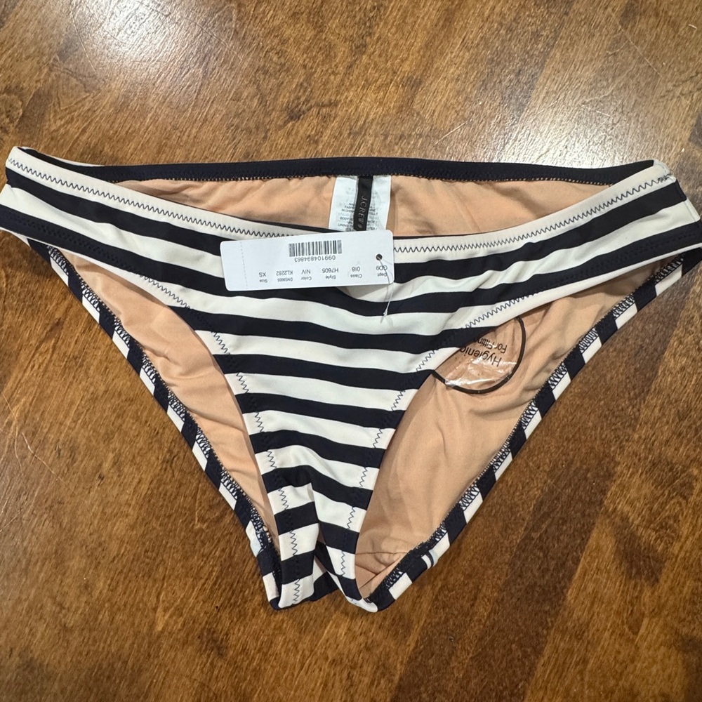 J. Crew Black and White Striped Bikini Bottom
